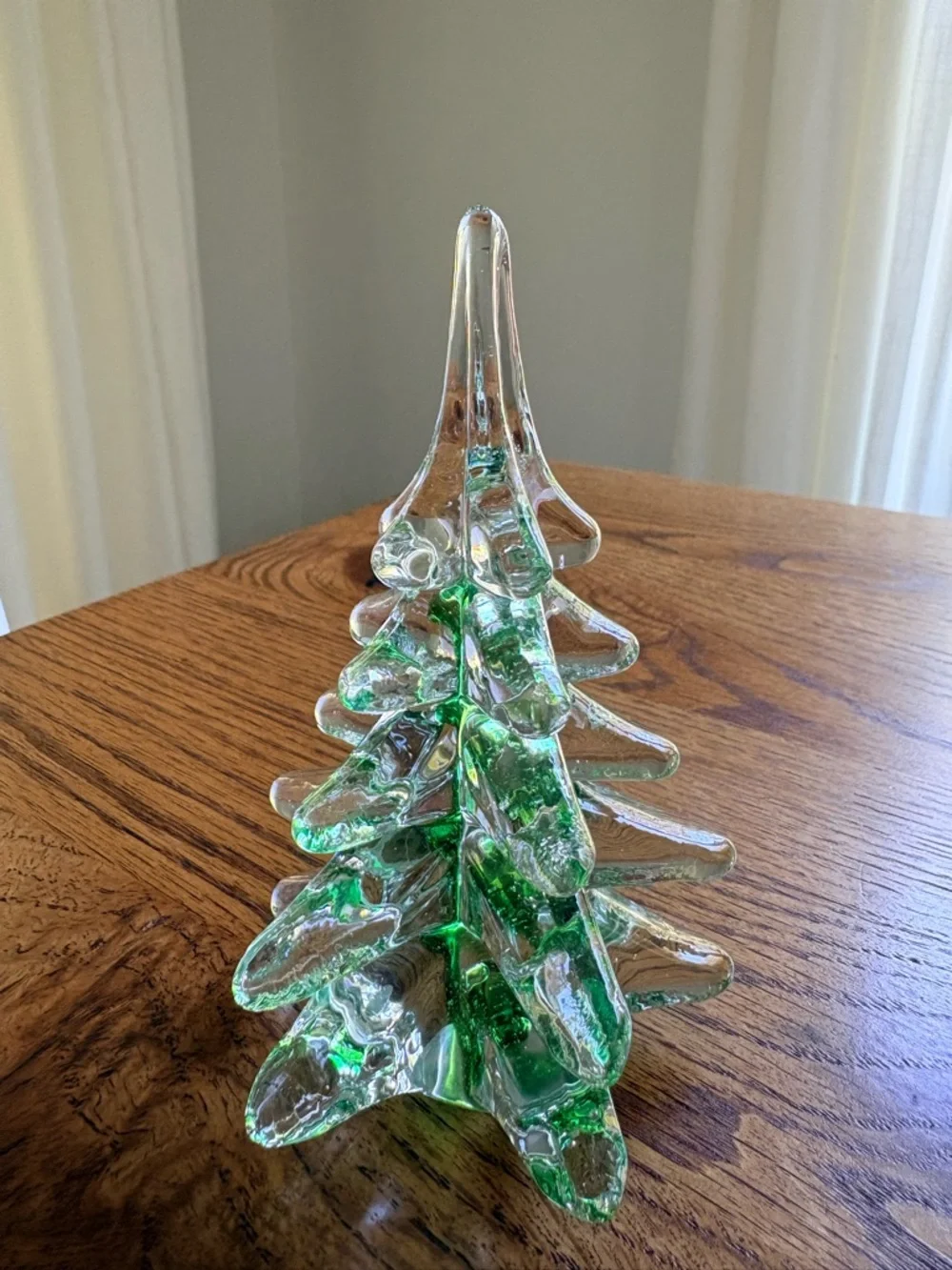 Vintage Glass Decorative Christmas Tree - Clear with Green Accents